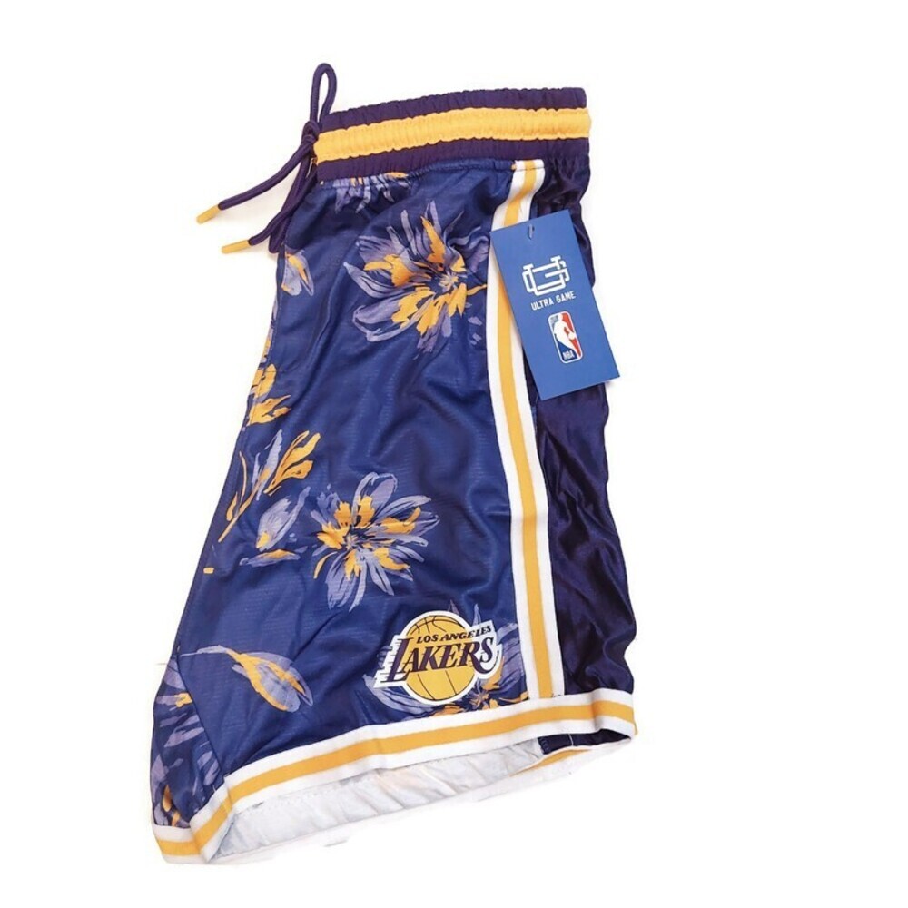 NBA Los Angeles Lakers Mens S Athletic Basketball Shorts Purple Tropical Floral - Picture 6 of 6